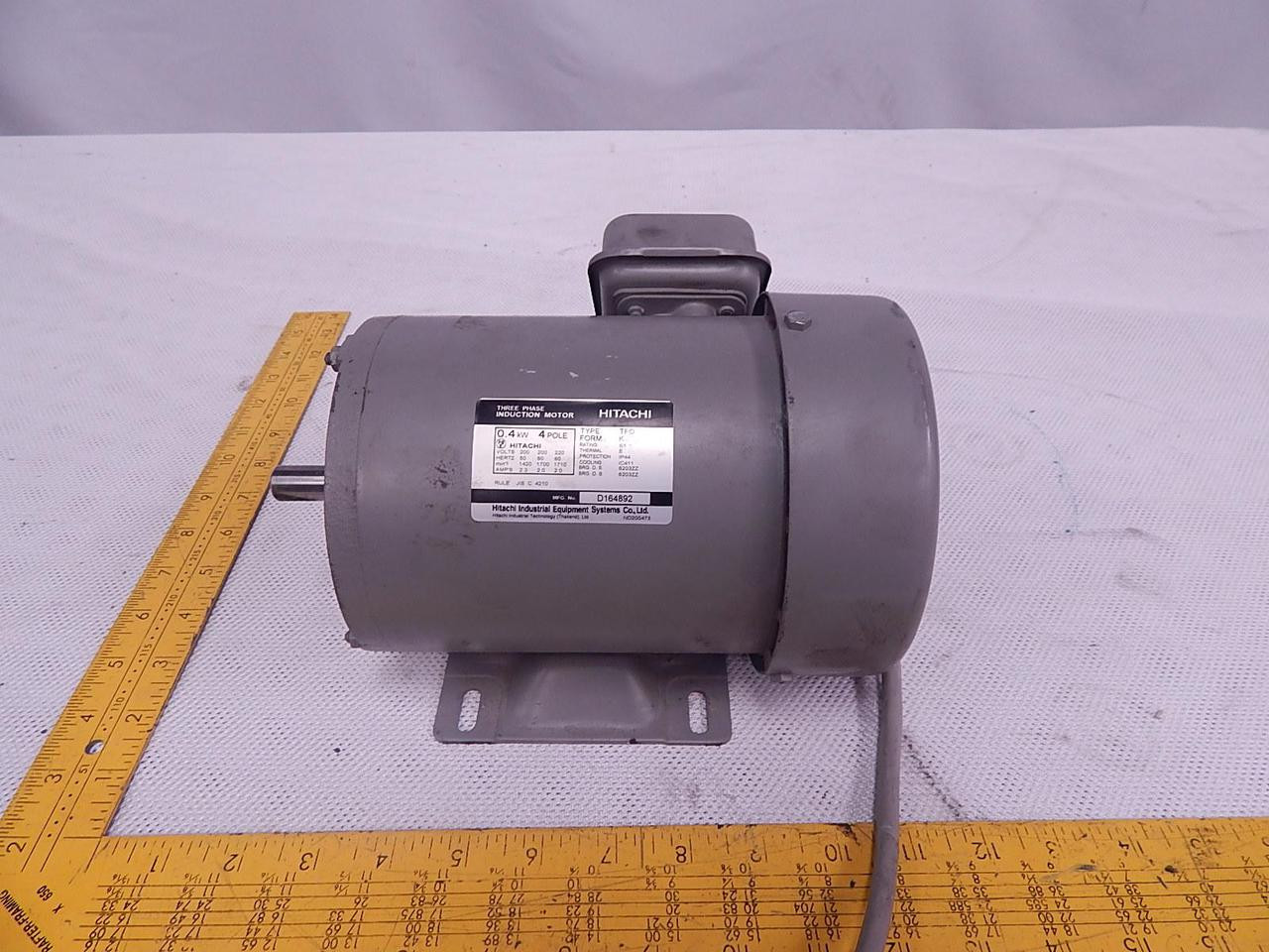 Hitachi D164892 Three Phase Induction Motor 0.4 kW 4 P 200220 V 5060